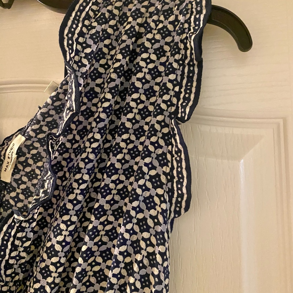 Max Studio Smocked jumpsuit Dress Navy and White - Picture 3 of 10